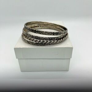 Elegant Silver Bangle Set